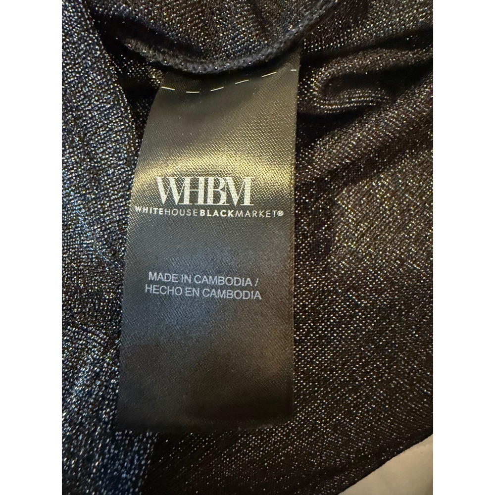 White House Black Market Metallic V-Neck Long Sleeve Top Charcoal Grey Sparkle S - Picture 7 of 8